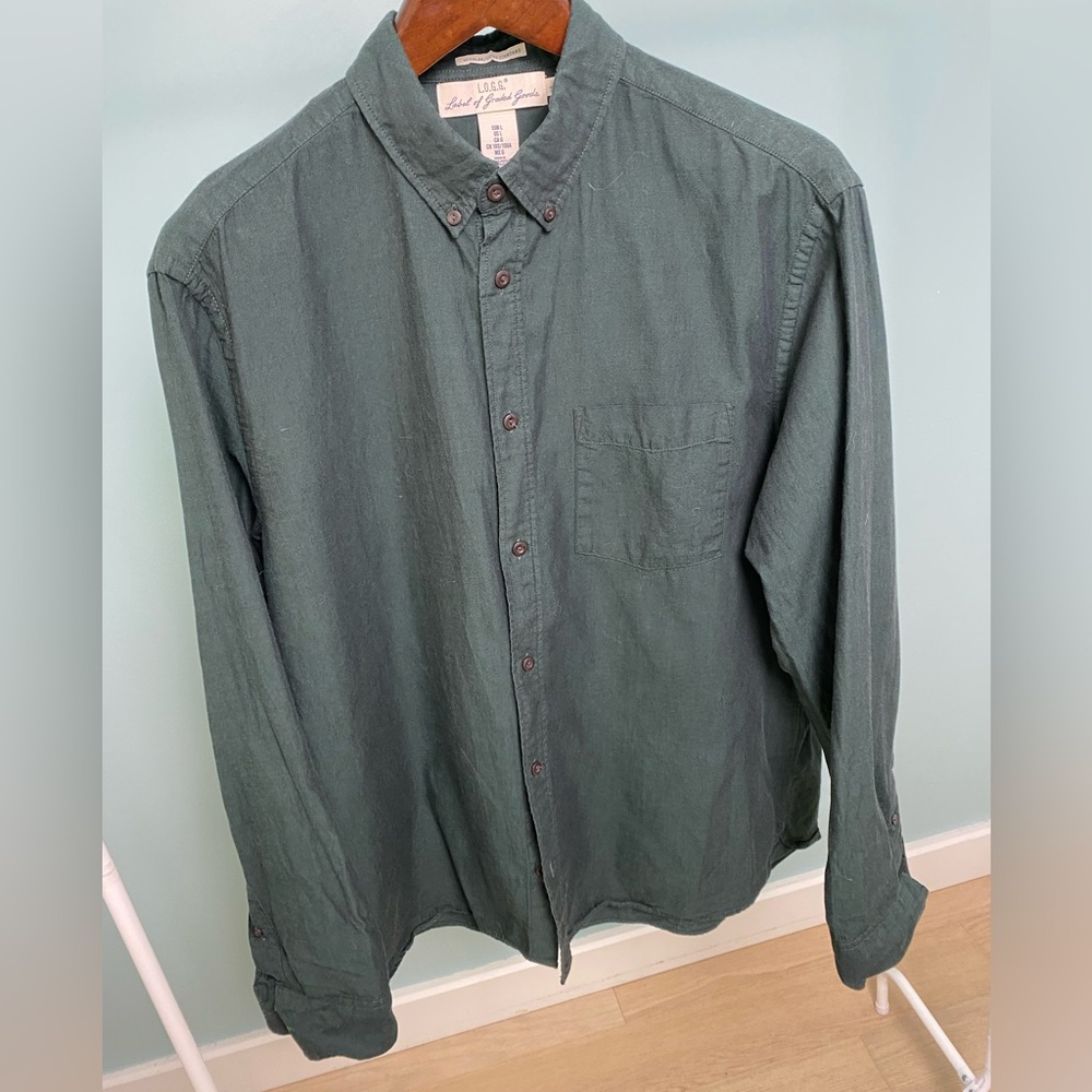 H&M Dark Green Casual Button-Down Shirt